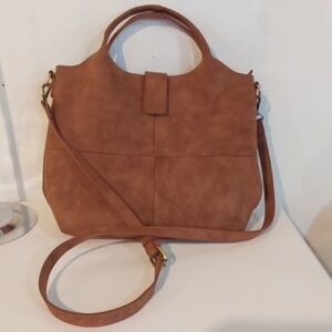 Brown/ Tan Faux Leather Women's Handbag/ Shoulder Purse Neutral Trendy New!